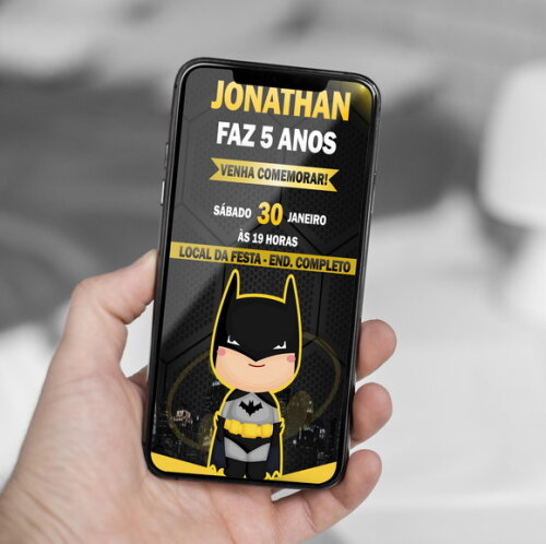 Convite de Aniversário Batman Cute
