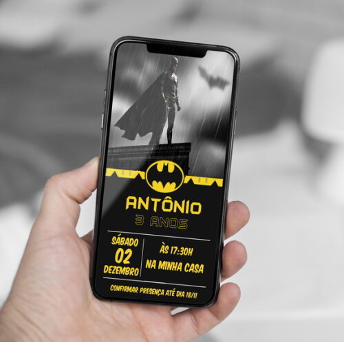 Convite de Aniversário Batman, Convite Digital