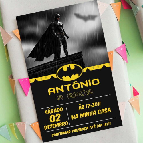 Convite de Aniversário Batman, Convite Digital