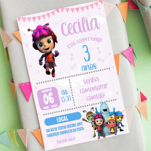 Convite de Aniversário Beat Bugs, Convite Digital