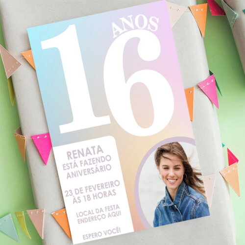 Convite de Aniversário com Foto, Convite Digital Menina