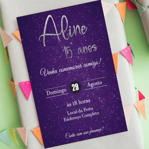 Convite de Aniversário Euphoria Roxo, Convite Digital