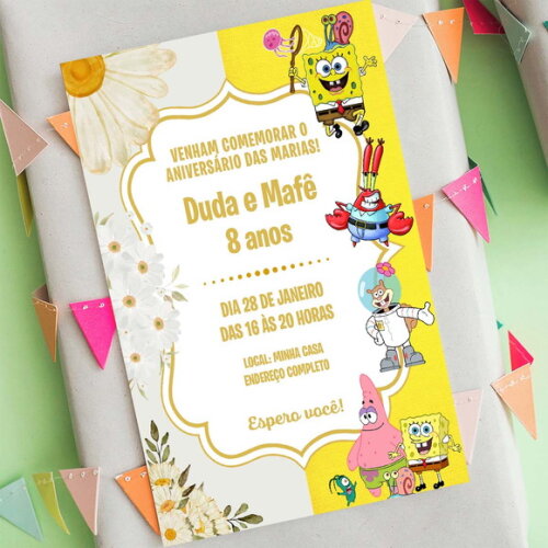Convite de Aniversário Duplo Dois Temas Qualquer Tema