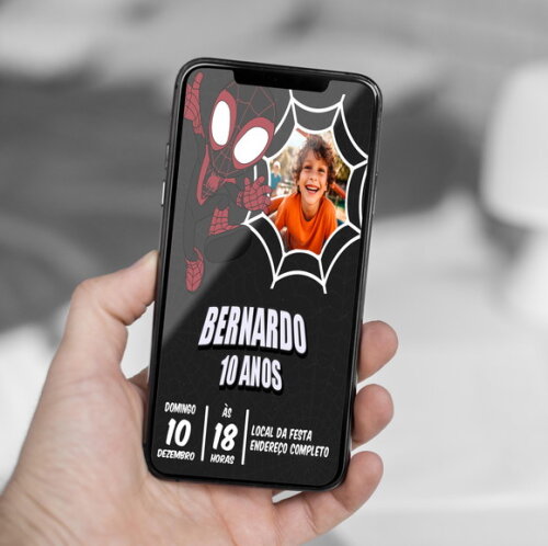Convite de Aniversário Homem Aranha com Foto Digital