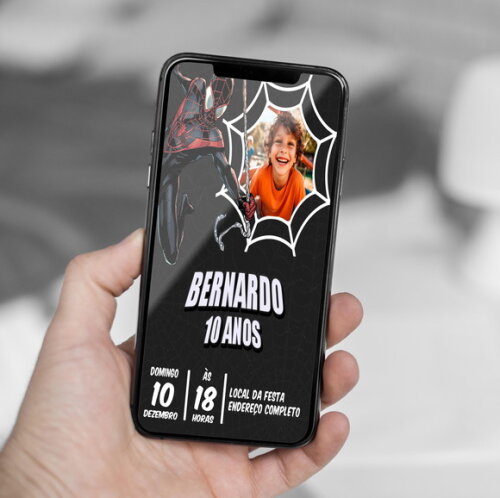 Convite de Aniversário Homem Aranha com Foto Digital