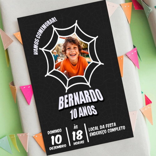 Convite de Aniversário Homem Aranha Digital