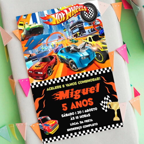 Convite de Aniversário Hot Wheels Digital