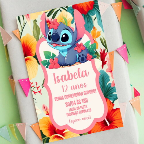 Convite de Aniversário Lilo e Stitch Digital