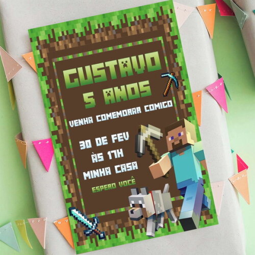 Convite de Aniversário Minecraft, Convite Digital