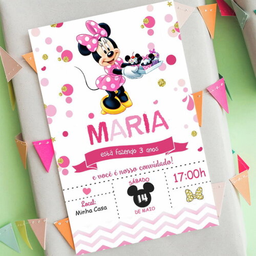 Convite de Aniversário Minnie Confeiteira, Convite Digital