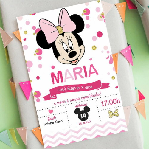 Convite de Aniversário Minnie, Convite Digital