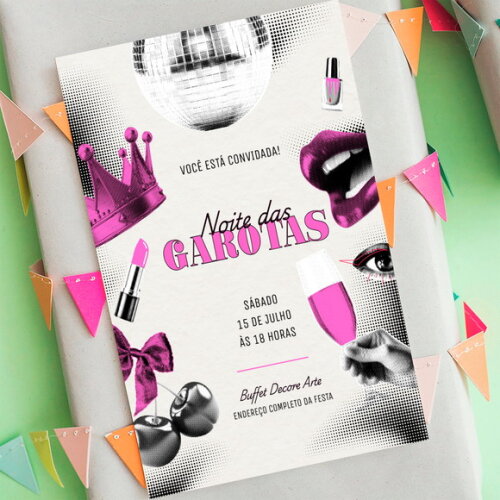 Convite de Aniversário Noite das Garotas
