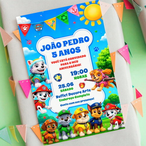 Convite de Aniversário Patrulha Canina Digital