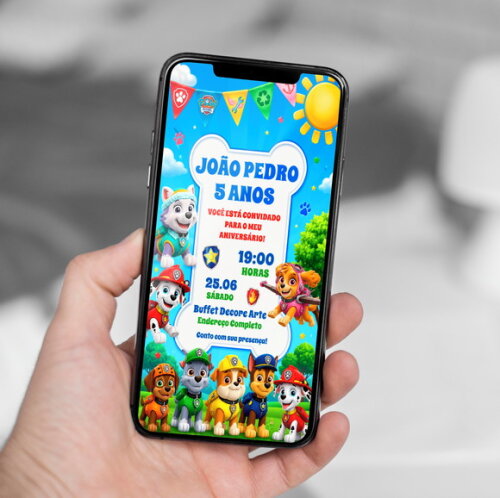 Convite de Aniversário Patrulha Canina Digital