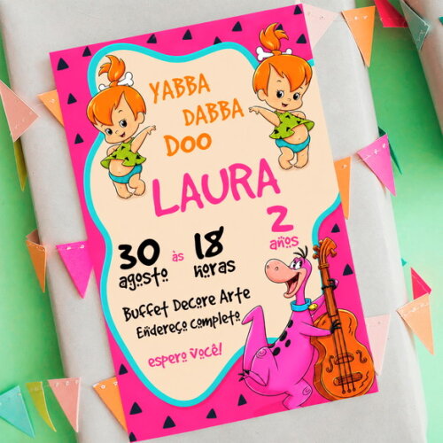 Convite de Aniversário Pedrita Flintstones