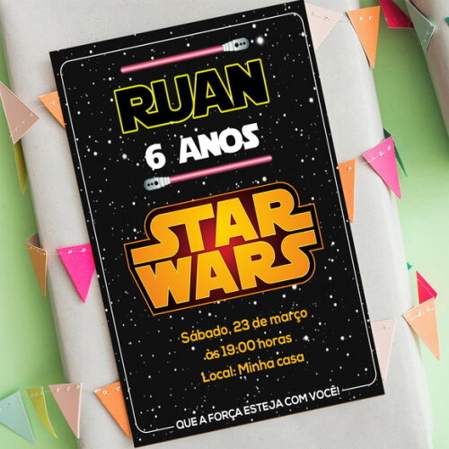 Convite de Aniversário Star Wars, Convite Digital