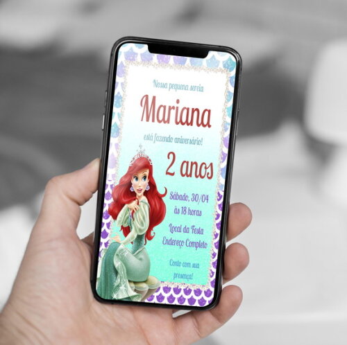 Convite Digital a Pequena Sereia Ariel