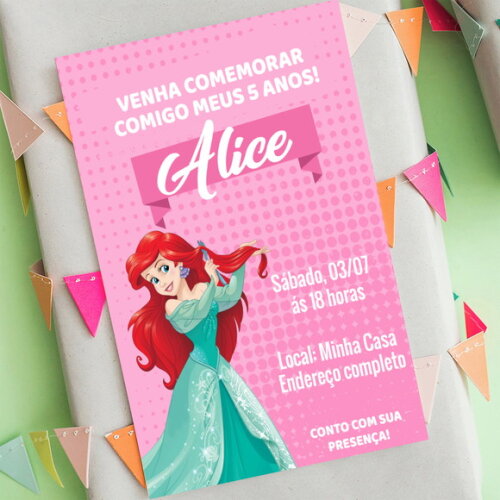 Convite Digital a Pequena Sereia Ariel