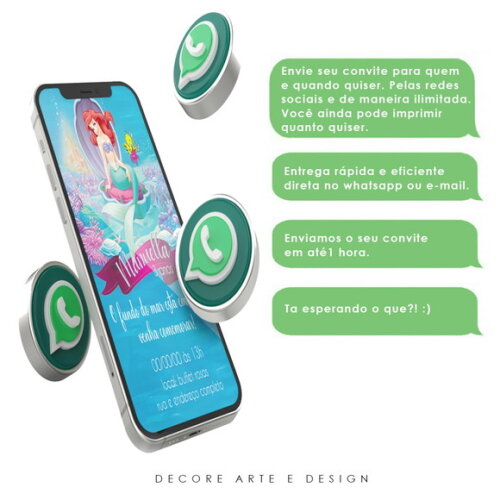 Convite Digital a Pequena Sereia Ariel