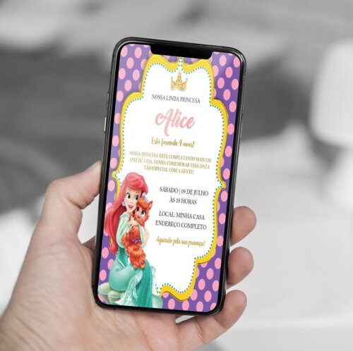 Convite Digital a Pequena Sereia Ariel Pet