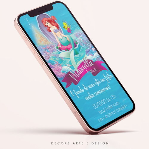 Convite Digital a Pequena Sereia Ariel