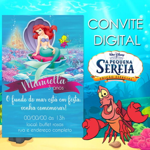 Convite Digital a Pequena Sereia Ariel
