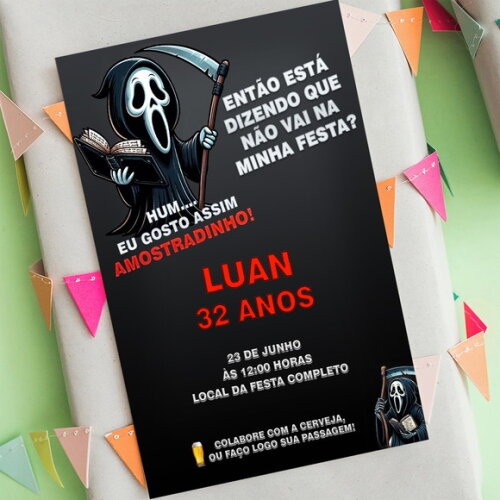 Convite Digital Amostradinho Meme Engraçado Aniversário