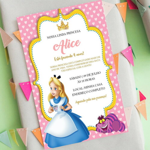 Convite Digital Alice no País das Maravilhas