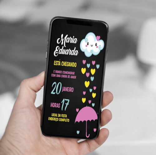 Convite Digital Aniversário Chuva de Amor
