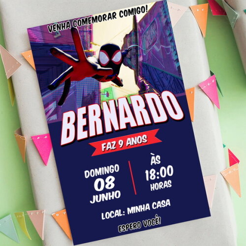 Convite Digital Aniversário Homem Aranha no Aranha Verso