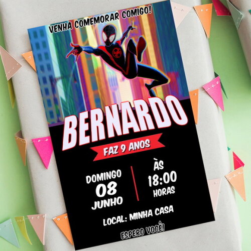 Convite Digital Aniversário Homem Aranha no Aranha Verso