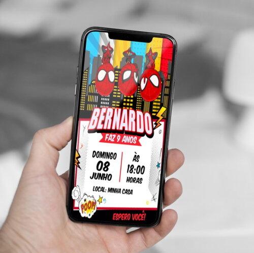 Convite Digital Aniversário Homem Aranha no Aranha Verso