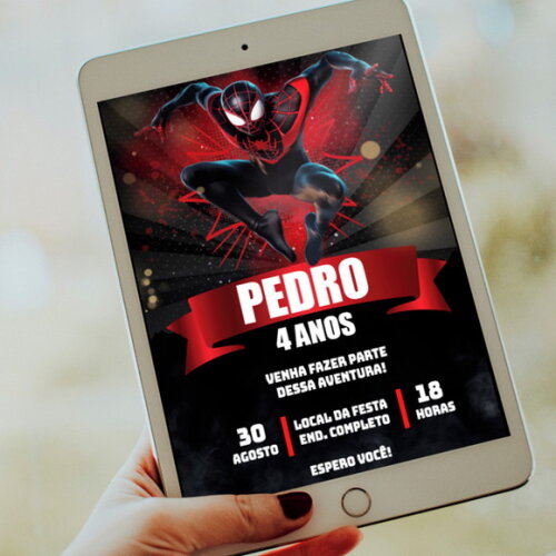 Convite Digital Aniversário Homem Aranha no Aranhaverso