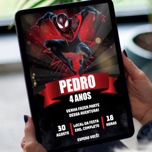 Convite Digital Aniversário Homem Aranha no Aranhaverso