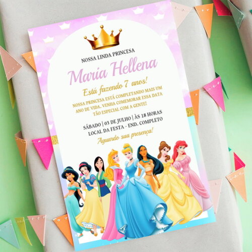 Convite Digital Aniversário Princesas da Disney