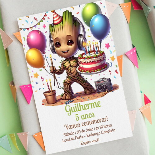 Convite Digital Baby Groot
