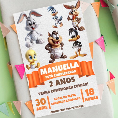 Convite Digital Baby Looney Tunes