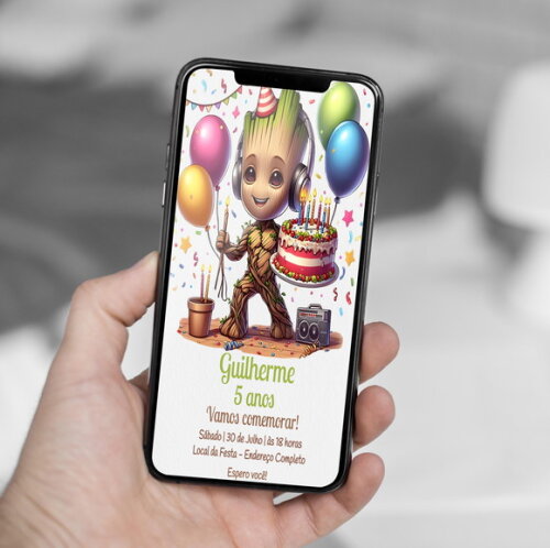 Convite Digital Baby Groot