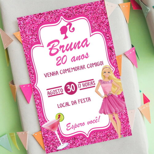 Convite Digital Barbie Festa Aniversário Adulto Drink