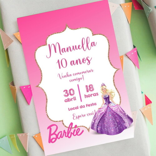 Convite Digital Barbie Festa Aniversário Barbie