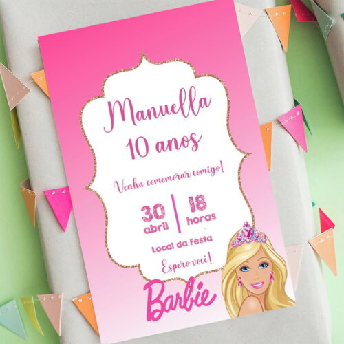 Convite Digital Barbie Festa Aniversário Barbie