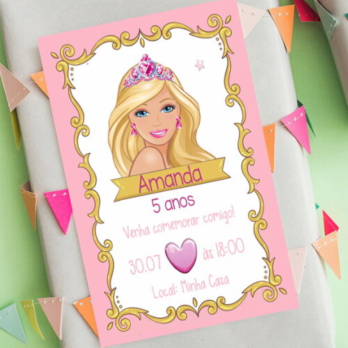 Convite Digital Barbie Rosa