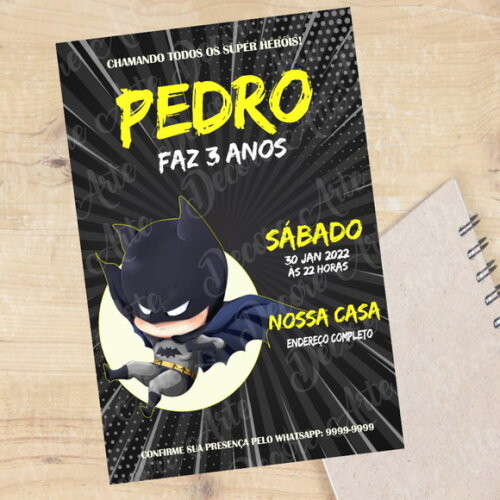 Convite Digital Batman Baby Aniversário Infantil