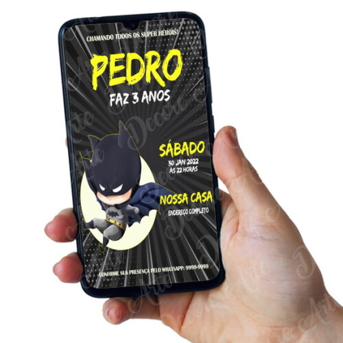 Convite Digital Batman Baby Aniversário Infantil