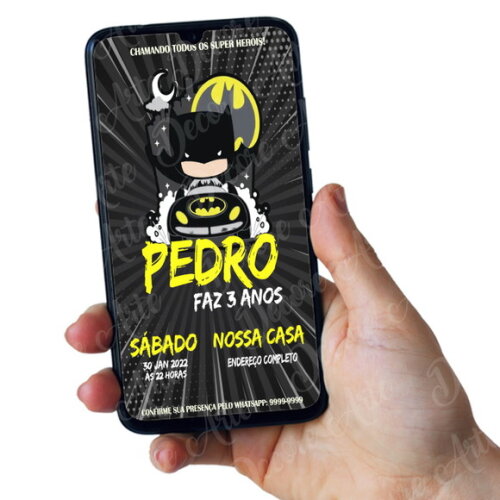 Convite Digital Batman Baby Aniversário Infantil