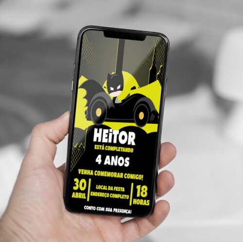 Convite Digital Batman Baby Cute