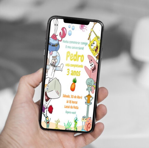 Convite Digital Bob Esponja