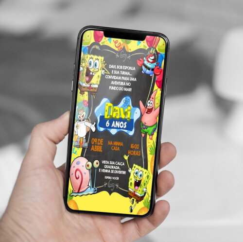 Convite Digital Bob Esponja Personagens