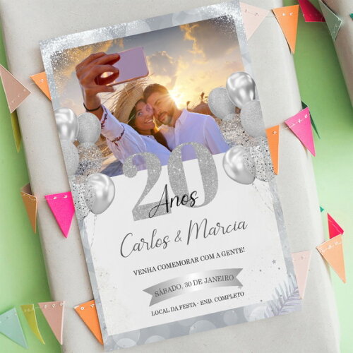 Convite Digital Bodas de Casamento 10, 20, 30, 40 Anos