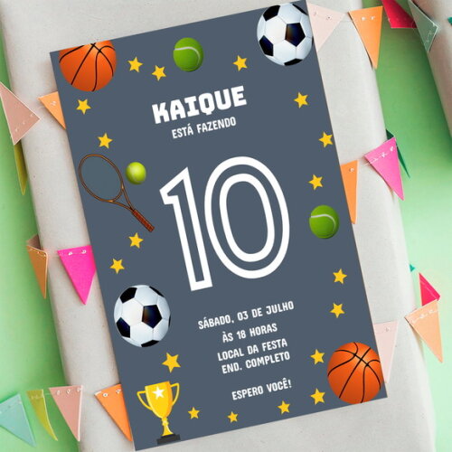 Convite Digital Bolas de Esportes